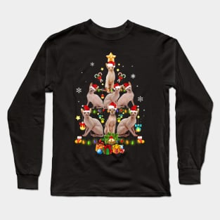 Sphynx Christmas Tree Funny Cat Lovers Xmas Holiday Gift Long Sleeve T-Shirt